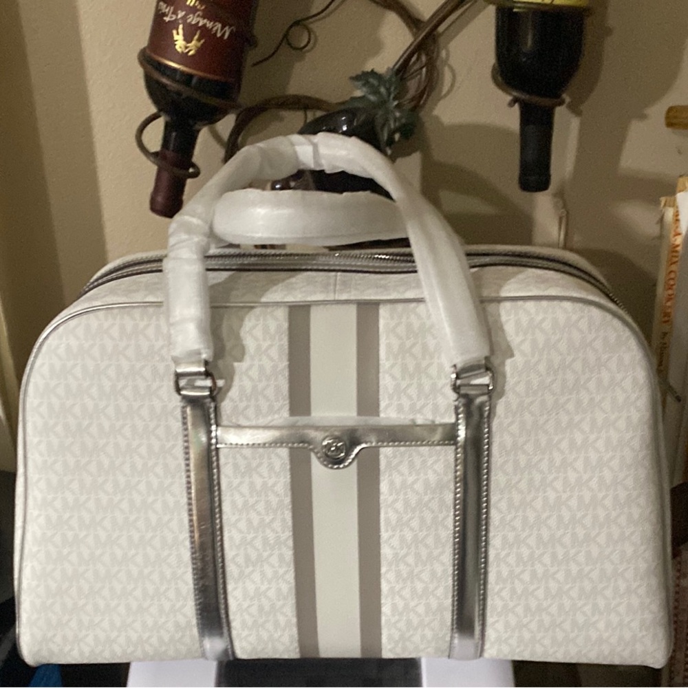 Michael Kors White and Silver Satchel